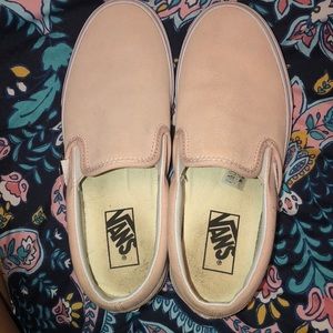 Pink suede van slip ons